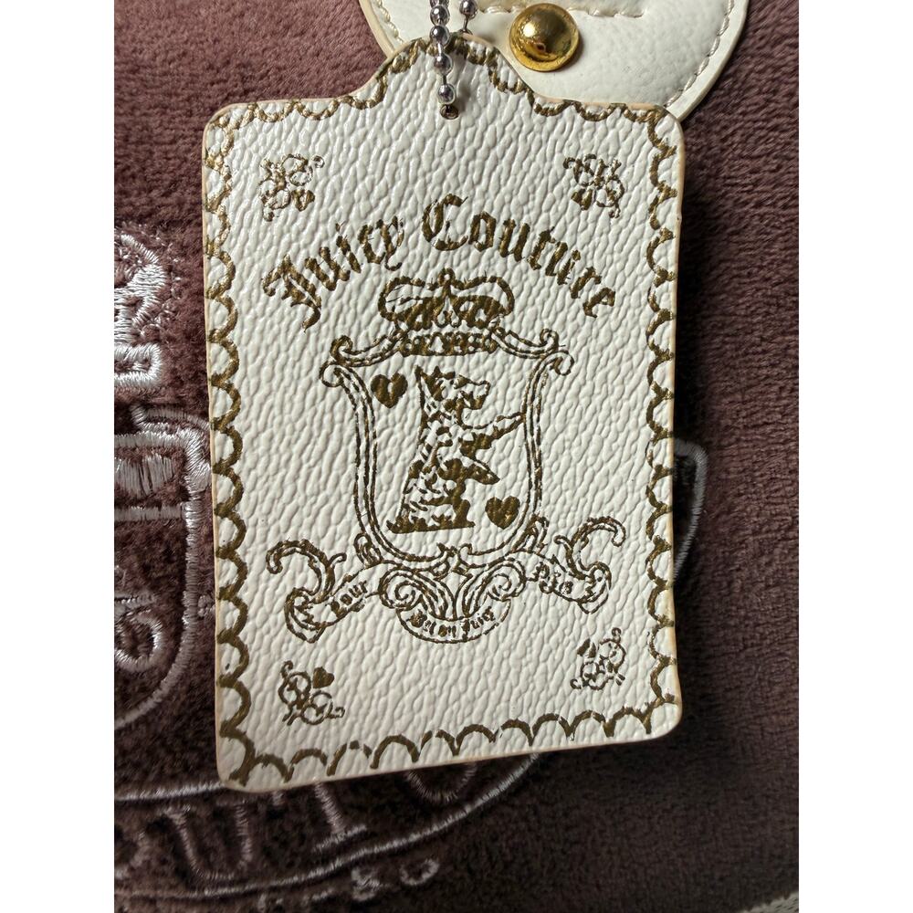 Juicy Couture Y2K Velour Bowler Satchel Bag Brown Cream Gold Womens Shoulder - Picture 9 of 16